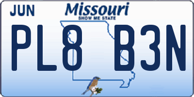 MO license plate PL8B3N