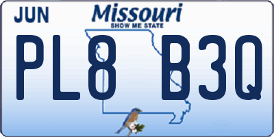 MO license plate PL8B3Q