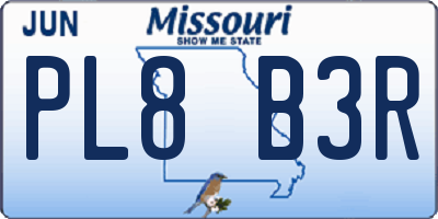 MO license plate PL8B3R