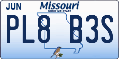 MO license plate PL8B3S