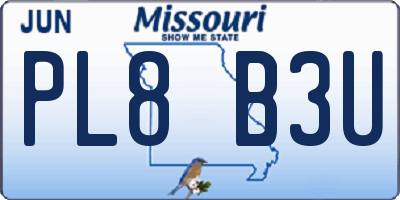 MO license plate PL8B3U