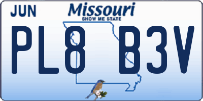 MO license plate PL8B3V
