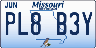 MO license plate PL8B3Y