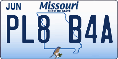 MO license plate PL8B4A