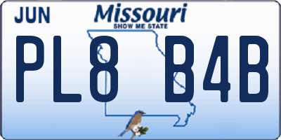 MO license plate PL8B4B