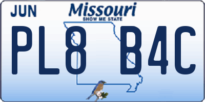 MO license plate PL8B4C