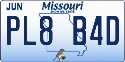 MO license plate PL8B4D