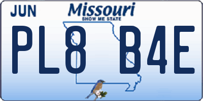 MO license plate PL8B4E