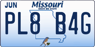 MO license plate PL8B4G