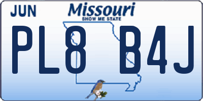 MO license plate PL8B4J