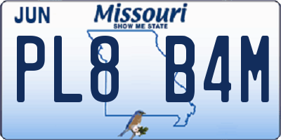 MO license plate PL8B4M
