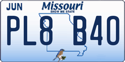 MO license plate PL8B4O