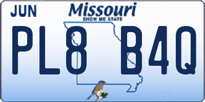 MO license plate PL8B4Q