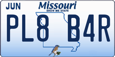 MO license plate PL8B4R