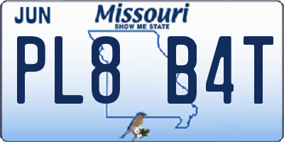 MO license plate PL8B4T
