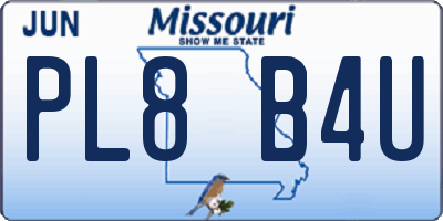 MO license plate PL8B4U
