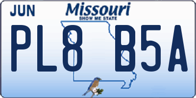 MO license plate PL8B5A