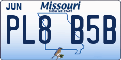 MO license plate PL8B5B