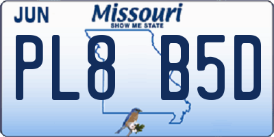 MO license plate PL8B5D