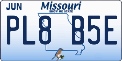 MO license plate PL8B5E