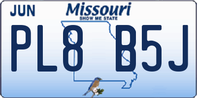 MO license plate PL8B5J