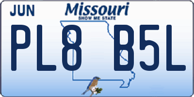 MO license plate PL8B5L
