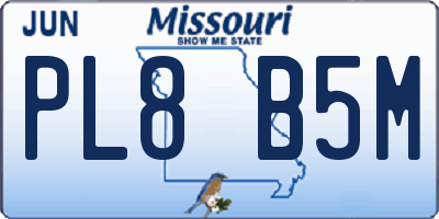 MO license plate PL8B5M