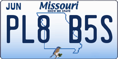 MO license plate PL8B5S
