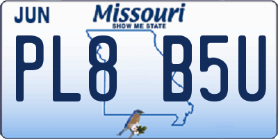 MO license plate PL8B5U