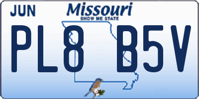 MO license plate PL8B5V