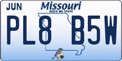 MO license plate PL8B5W