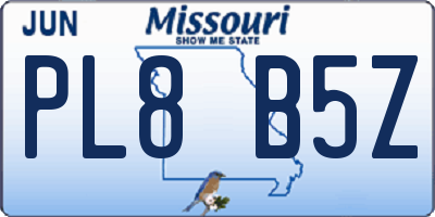 MO license plate PL8B5Z