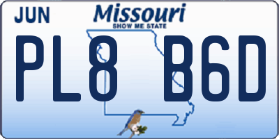 MO license plate PL8B6D