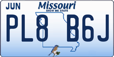 MO license plate PL8B6J
