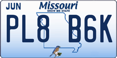 MO license plate PL8B6K