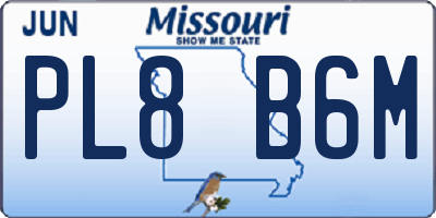 MO license plate PL8B6M