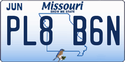 MO license plate PL8B6N