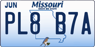 MO license plate PL8B7A