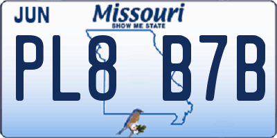 MO license plate PL8B7B