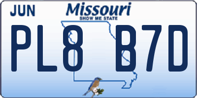 MO license plate PL8B7D