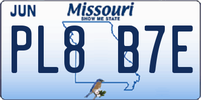 MO license plate PL8B7E