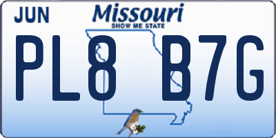 MO license plate PL8B7G