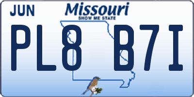 MO license plate PL8B7I