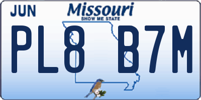MO license plate PL8B7M