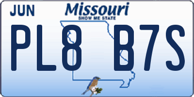 MO license plate PL8B7S