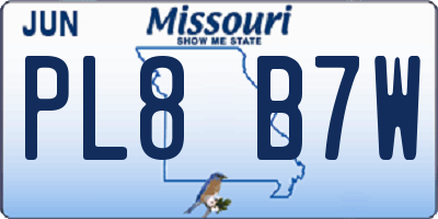 MO license plate PL8B7W
