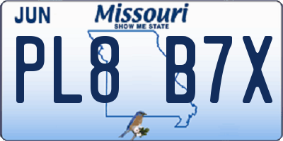 MO license plate PL8B7X