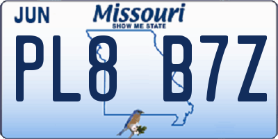 MO license plate PL8B7Z