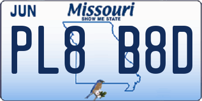 MO license plate PL8B8D