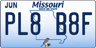 MO license plate PL8B8F